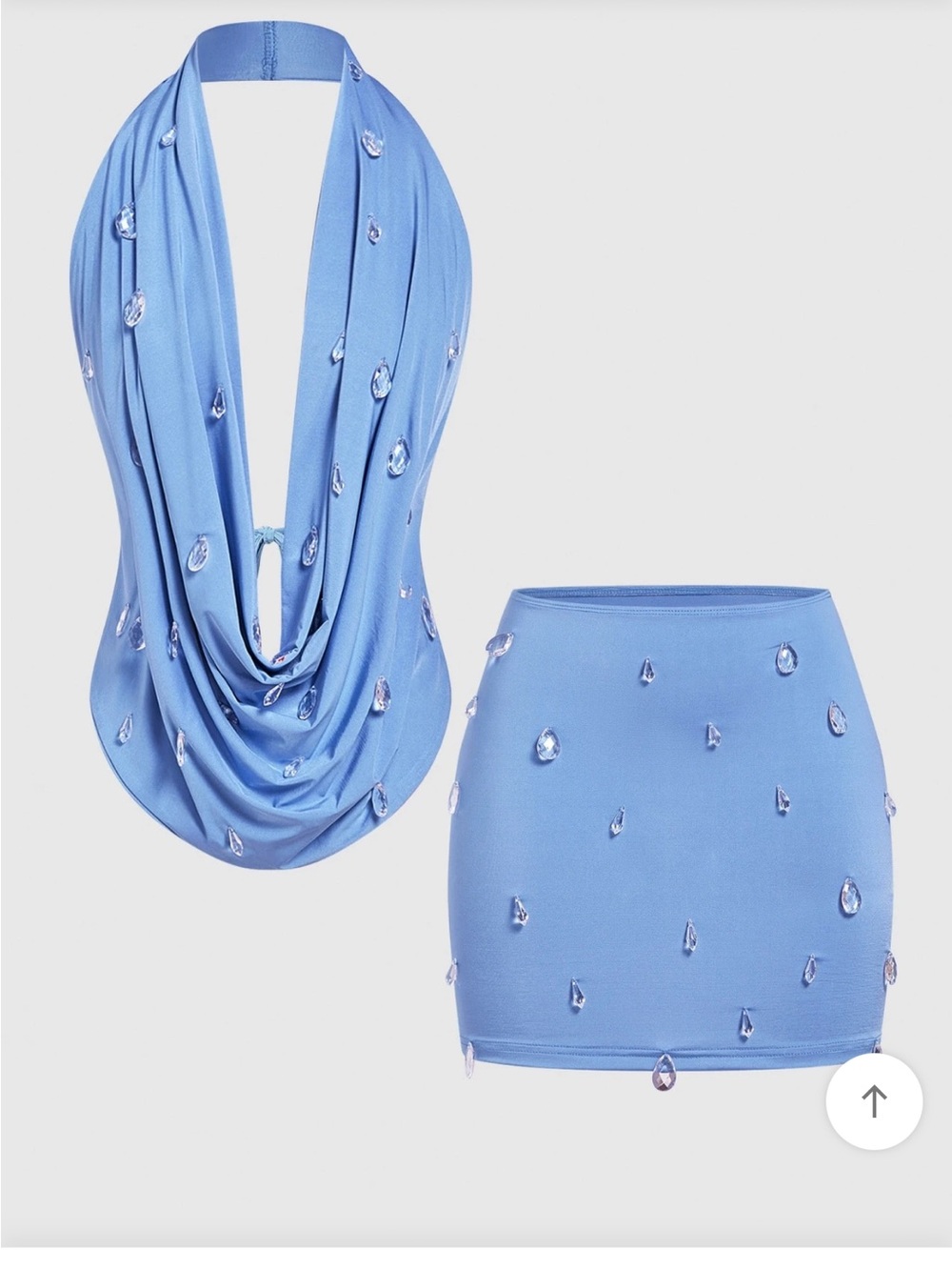 Blue Embellished Mini Skirt – Women Skirts